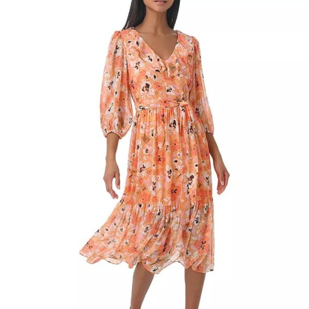 KARL LAGERFELD PARIS Floral Print Chiffon Dress